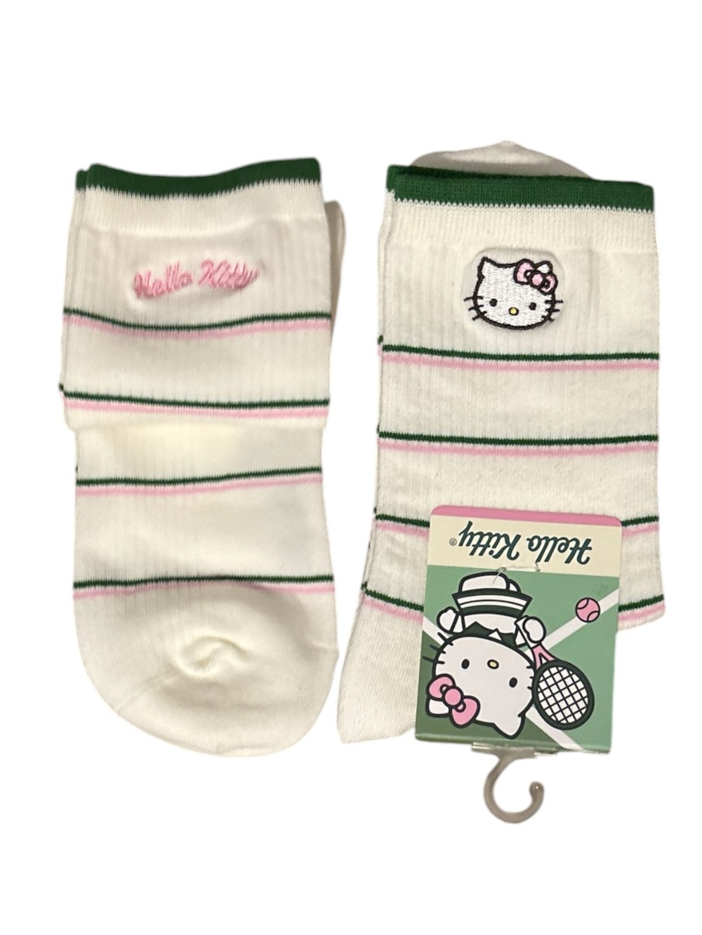 Miniso Sanrio Hello Kitty Tennis Club Embroidered Crew Socks 2 Pair Bundle NWT
